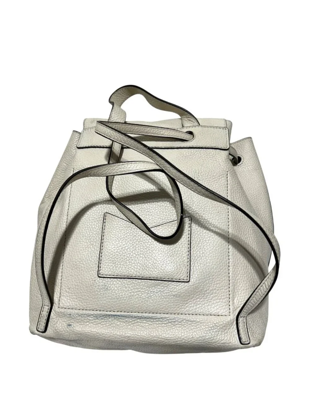 Michael Kors Pebbled Leather Backpack In Ivory With Drawstring Closure